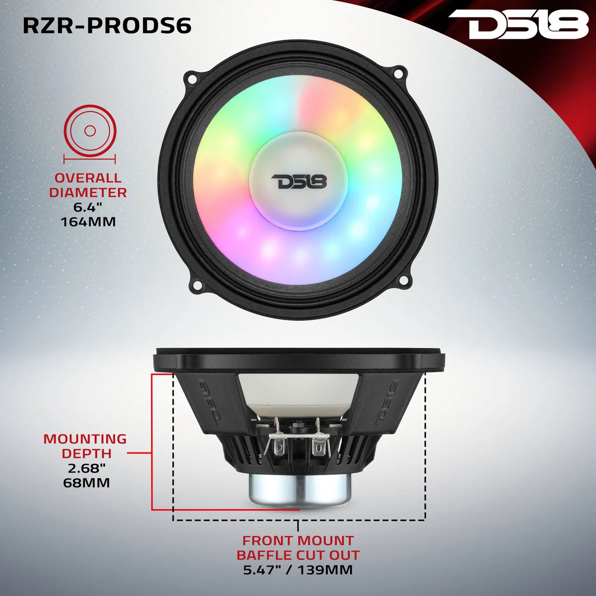 Polaris RZR-PRO 2020-Up 6.5" Dashboard Speakers with Digital LED Lighting – 150W RMS, Neodymium Magnet, OEM Fit