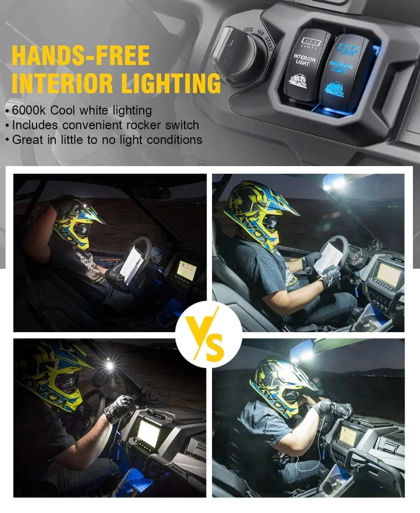 13 Inch UTV Rear View Center Mirror With LED + PULSE Bar Switch