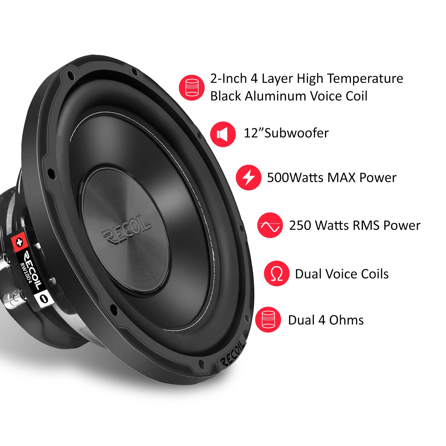 RW10D4 Echo Series 10 inch dual 4 ohm subwoofer