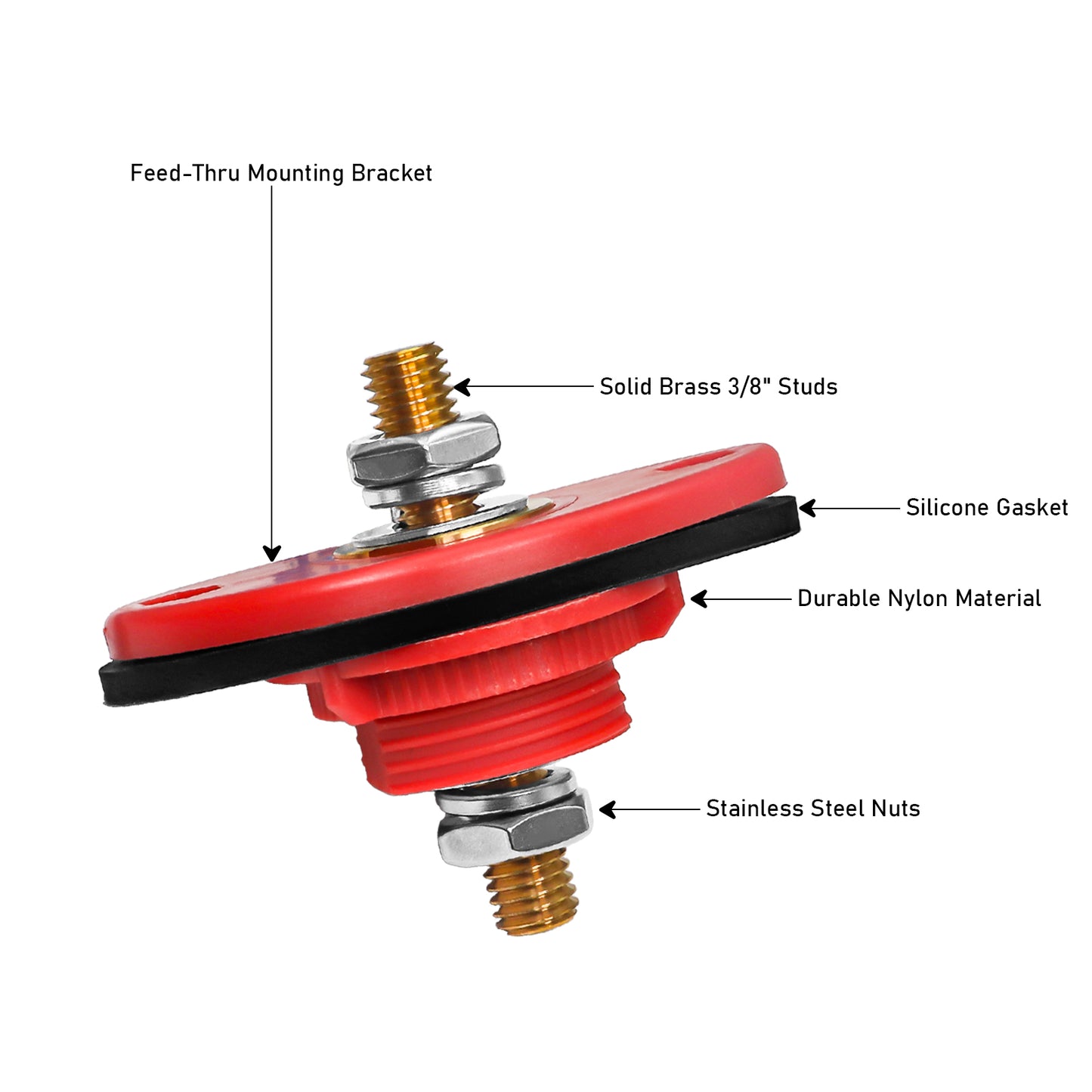 BTTP-38 Premium High Current 3/8” Feed-Thru Panel Battery Terminal