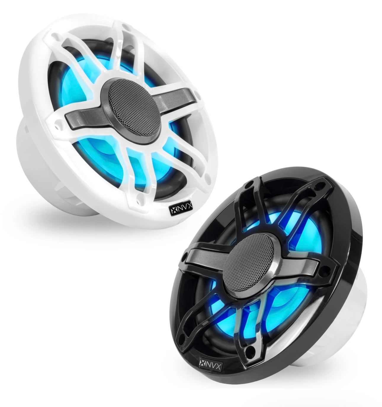 MVSP65 (200W RMS) 6.5" V-Series 2-Way Marine Speakers with LED Lighting (Sport White and Black Grilles Included)