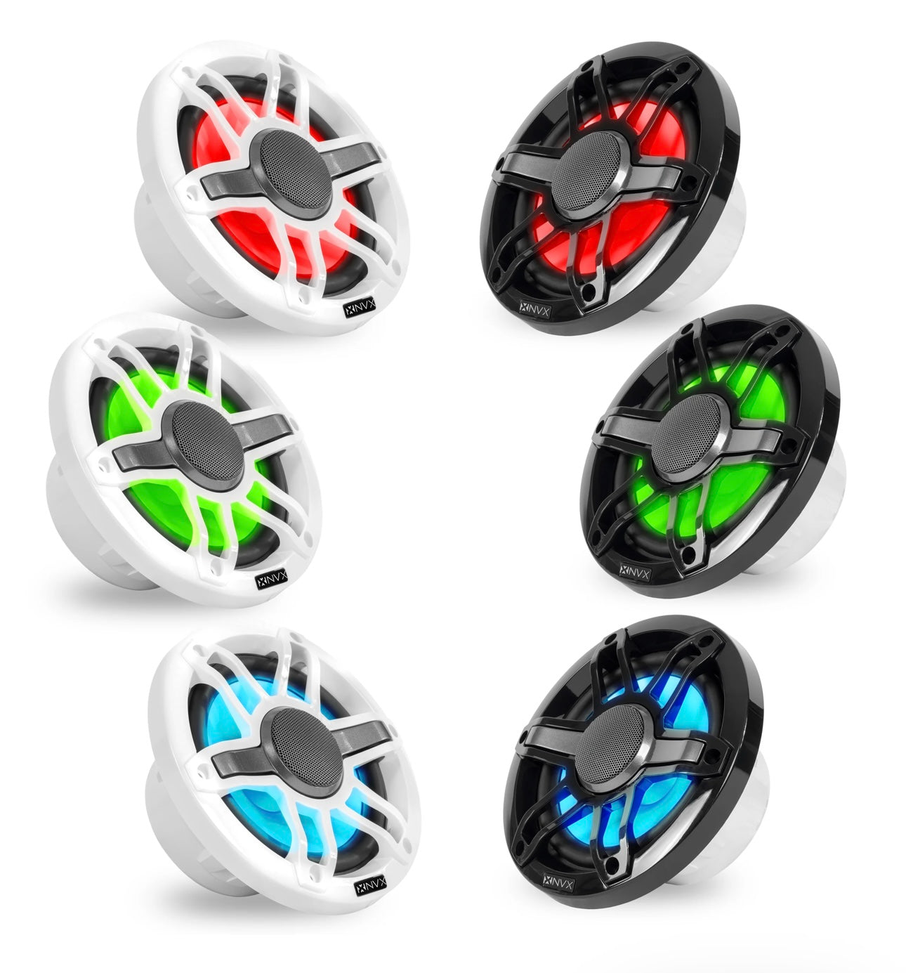 MVSP65 (200W RMS) 6.5" V-Series 2-Way Marine Speakers with LED Lighting (Sport White and Black Grilles Included)