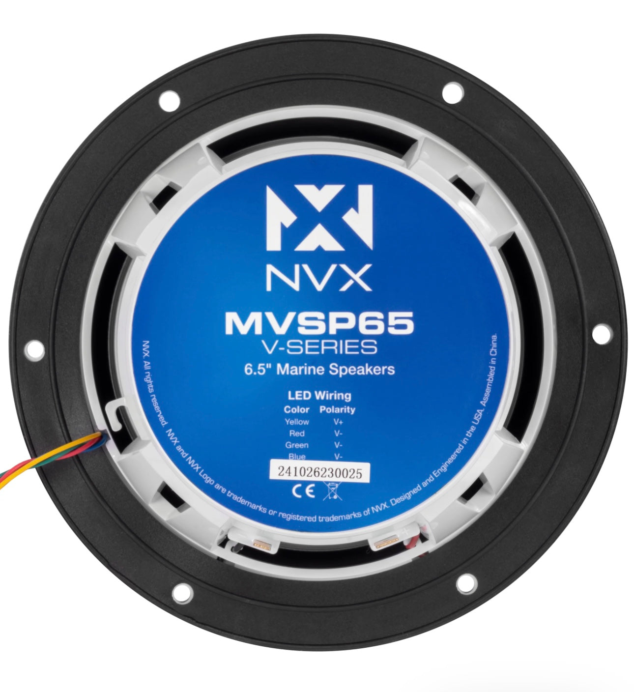 MVSP65 (200W RMS) 6.5" V-Series 2-Way Marine Speakers with LED Lighting (Sport White and Black Grilles Included)