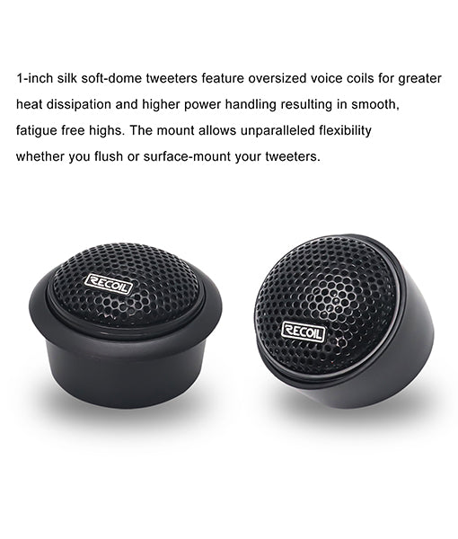 RET1 Echo Series 1-Inch Neo Silk Dome Tweeters with crossover, Pair