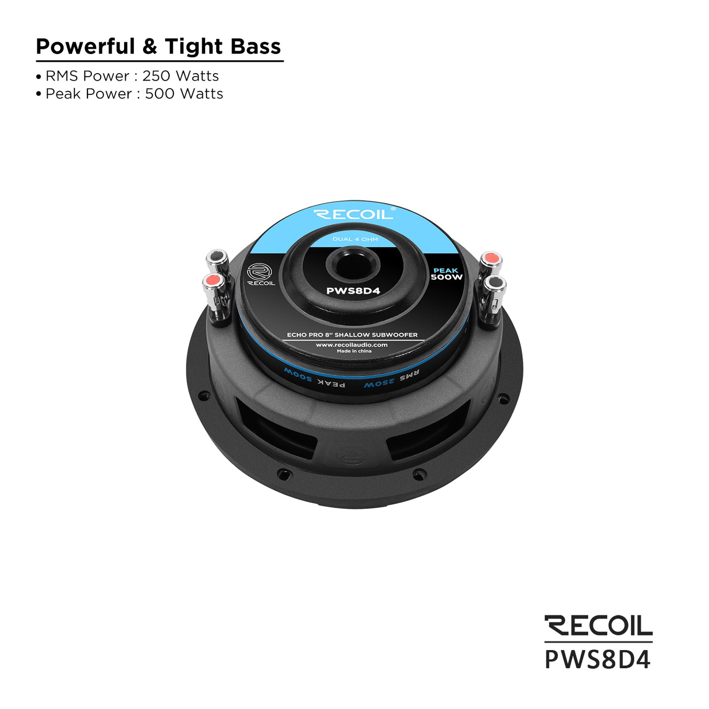 PWS8D4 8-inch dual 4-ohm subwoofer