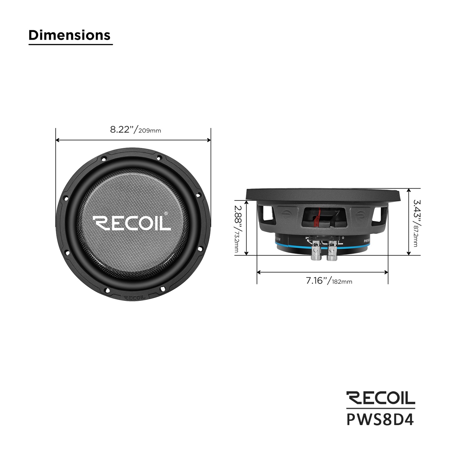 PWS8D4 8-inch dual 4-ohm subwoofer