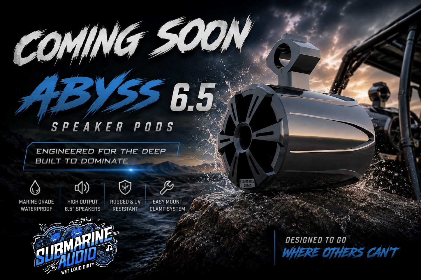 (COMING SOON) Submarine Audio ABYSS 6.5 RGB LED 140 Watts RMS Each 280 Watts Max Tower Speaker ABS FDM Enclosure Open Source End Cap