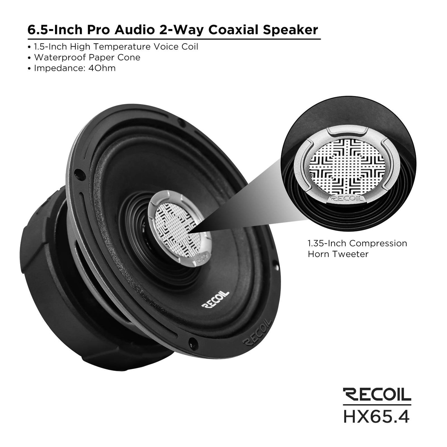 Recoil HX65.4 6.5-Inch Pro Audio 2-Way Coaxial Speaker