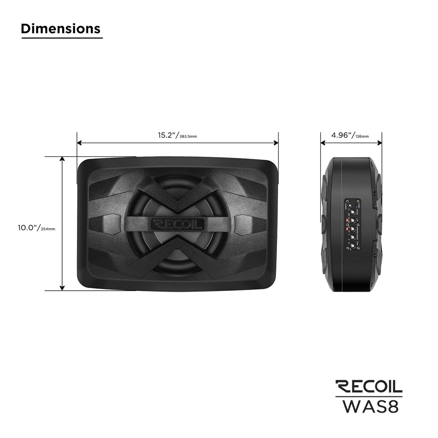 WAS8 8-Inch Waterproof Active Subwoofer with 8-Inch Passive Radiator & Wireless Remote