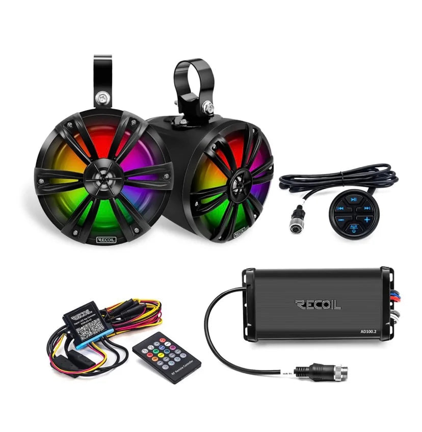 R6-P Complete IPX6 Waterproof 600 Watts Pair Speaker Audio System, Super Loud 6.5” Speaker Pods with Passive Radiator