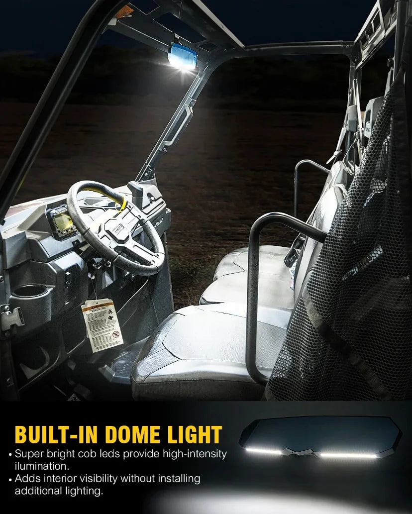 13 Inch UTV Rear View Center Mirror With LED + PULSE Bar Switch