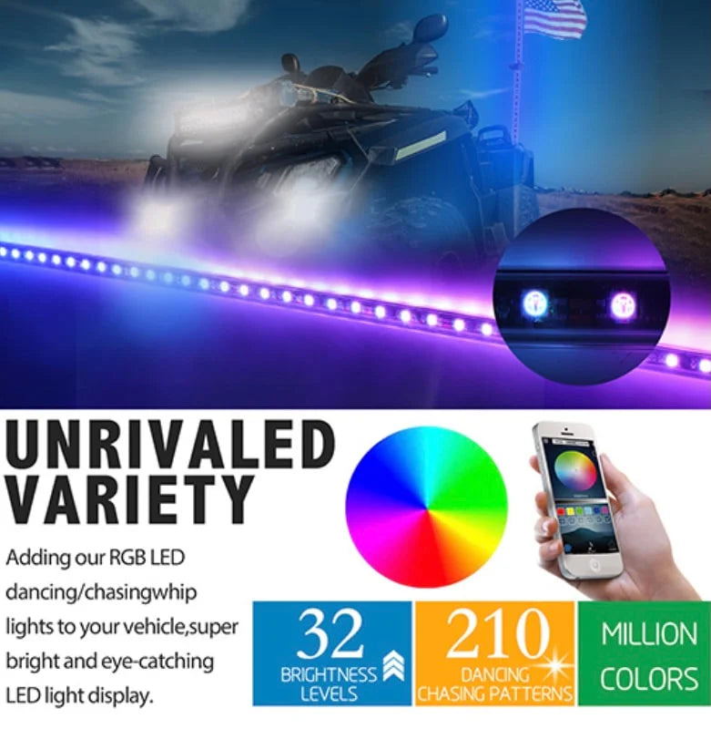 Recoil Audio 3ft Dynamic RGB LED Dancing/Chasing Whip Light