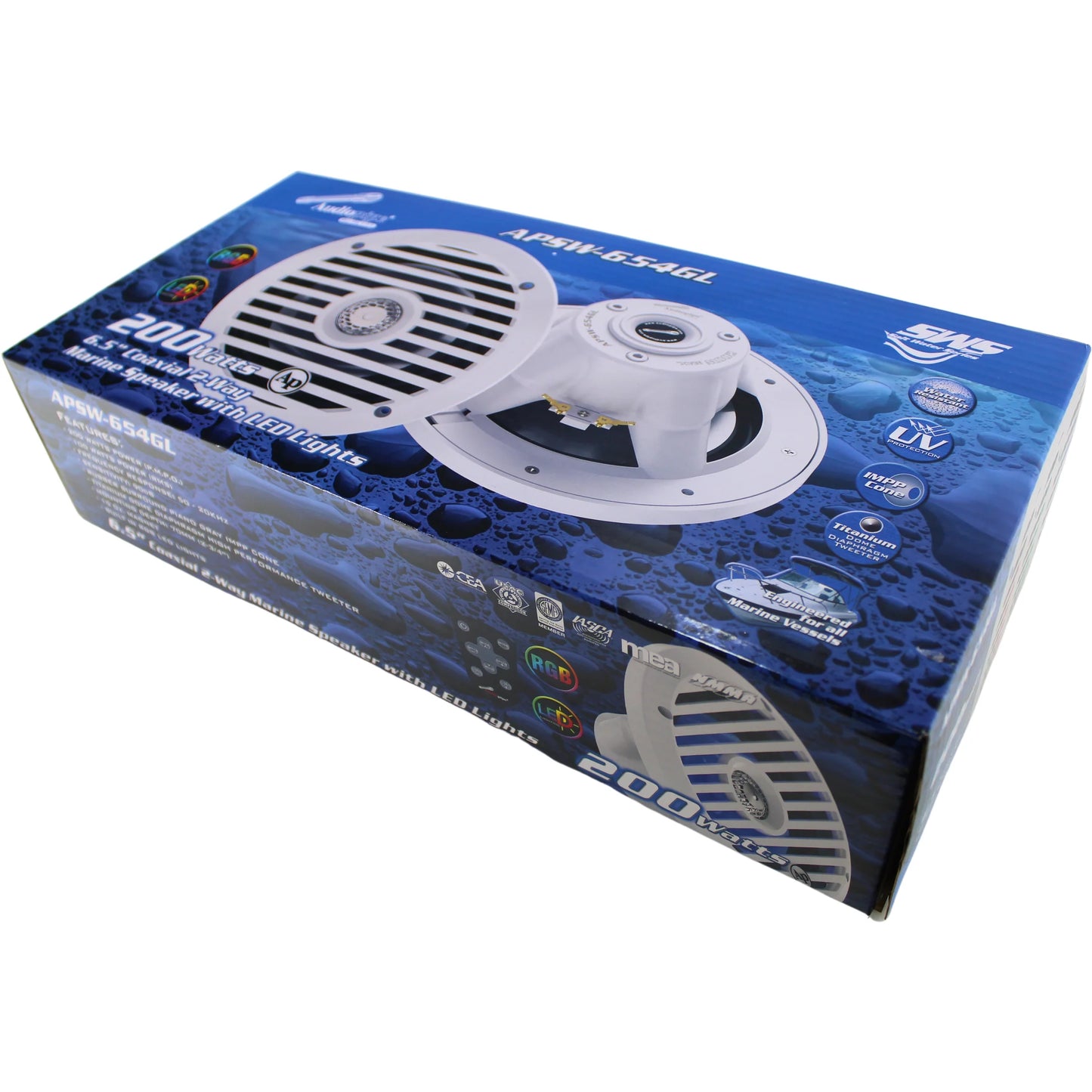 AUDIOPIPE SALT WATER SERIES 6.5" COAXIAL 2-WAY MARINE SPKR W/ LED LIGHT