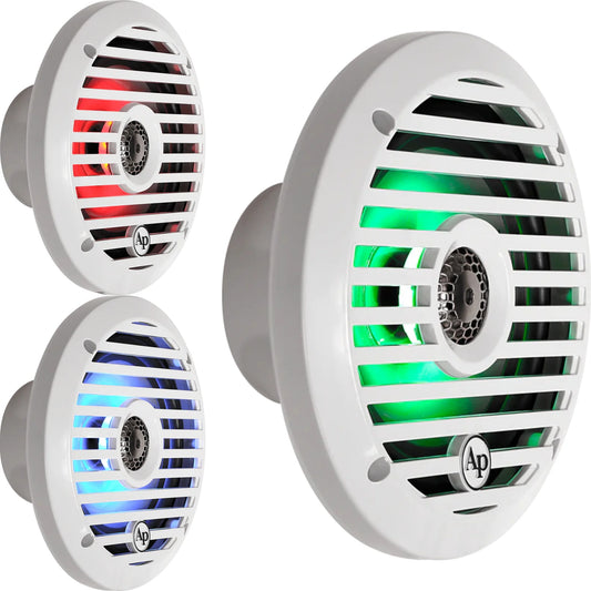 AUDIOPIPE SALT WATER SERIES 8" COAXIAL 2-WAY MARINE SPKR W/ LED LIGHT