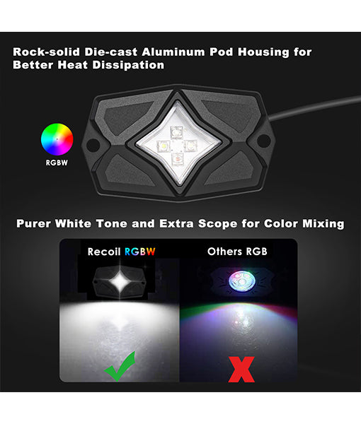 RLK8 Waterproof RGBW LED Rock Lights 8 Pods
