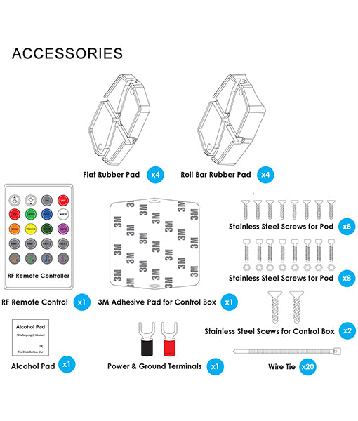 RLK8 Waterproof RGBW LED Rock Lights 8 Pods