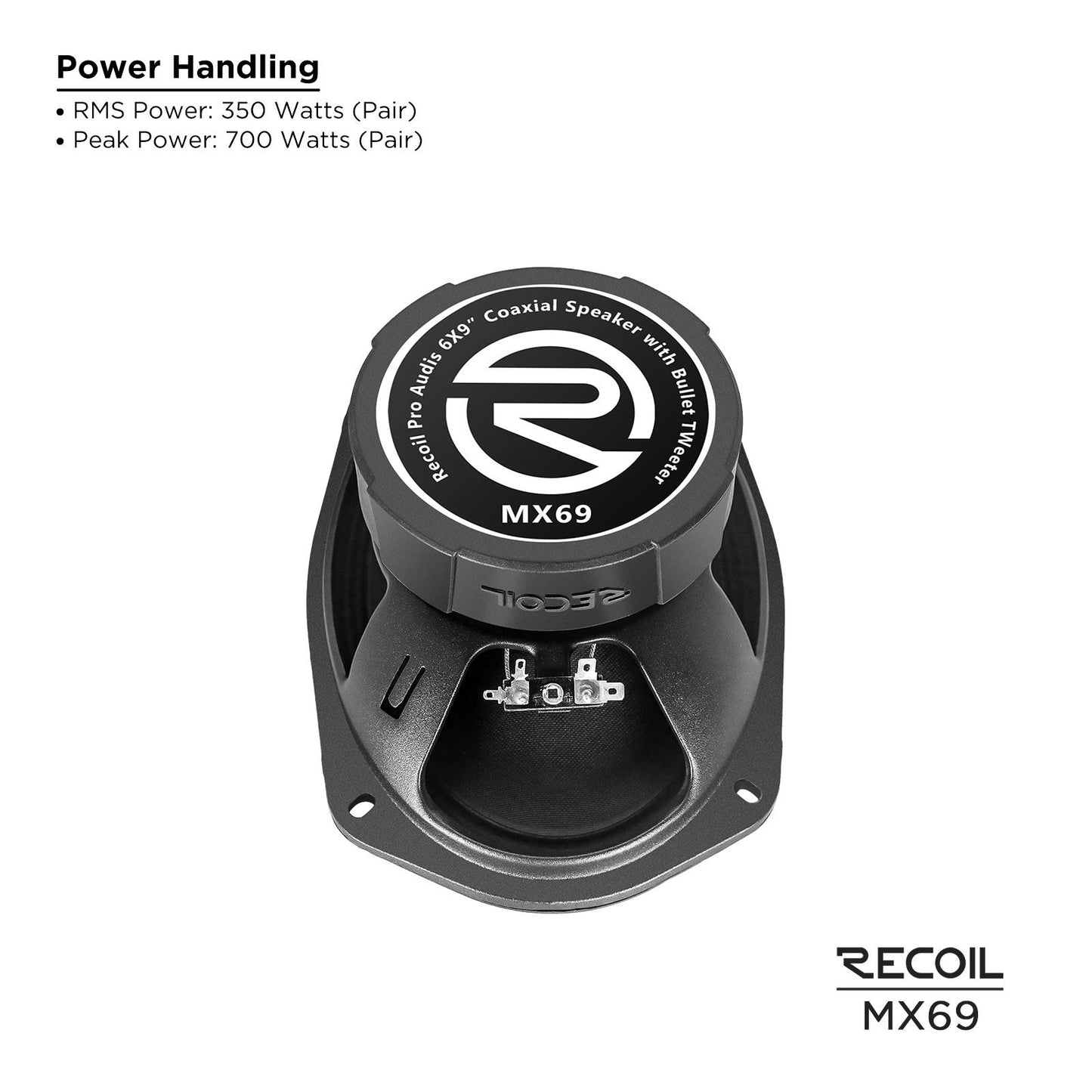 MX69 6X9-Inch 2-Way Midrange Coaxial Speakers with Built-in Bullet Tweeters 4-OHM(pair)