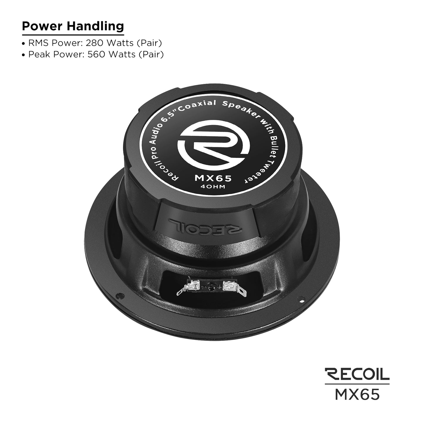 MX65 Pair 6.5-Inch 2-Way Midrange Coaxial Speakers with Built-in Bullet Tweeters, 4-Ohm (Pair)