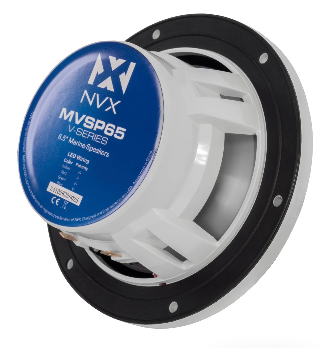 MVSP65 (200W RMS) 6.5" V-Series 2-Way Marine Speakers with LED Lighting (Sport White and Black Grilles Included)