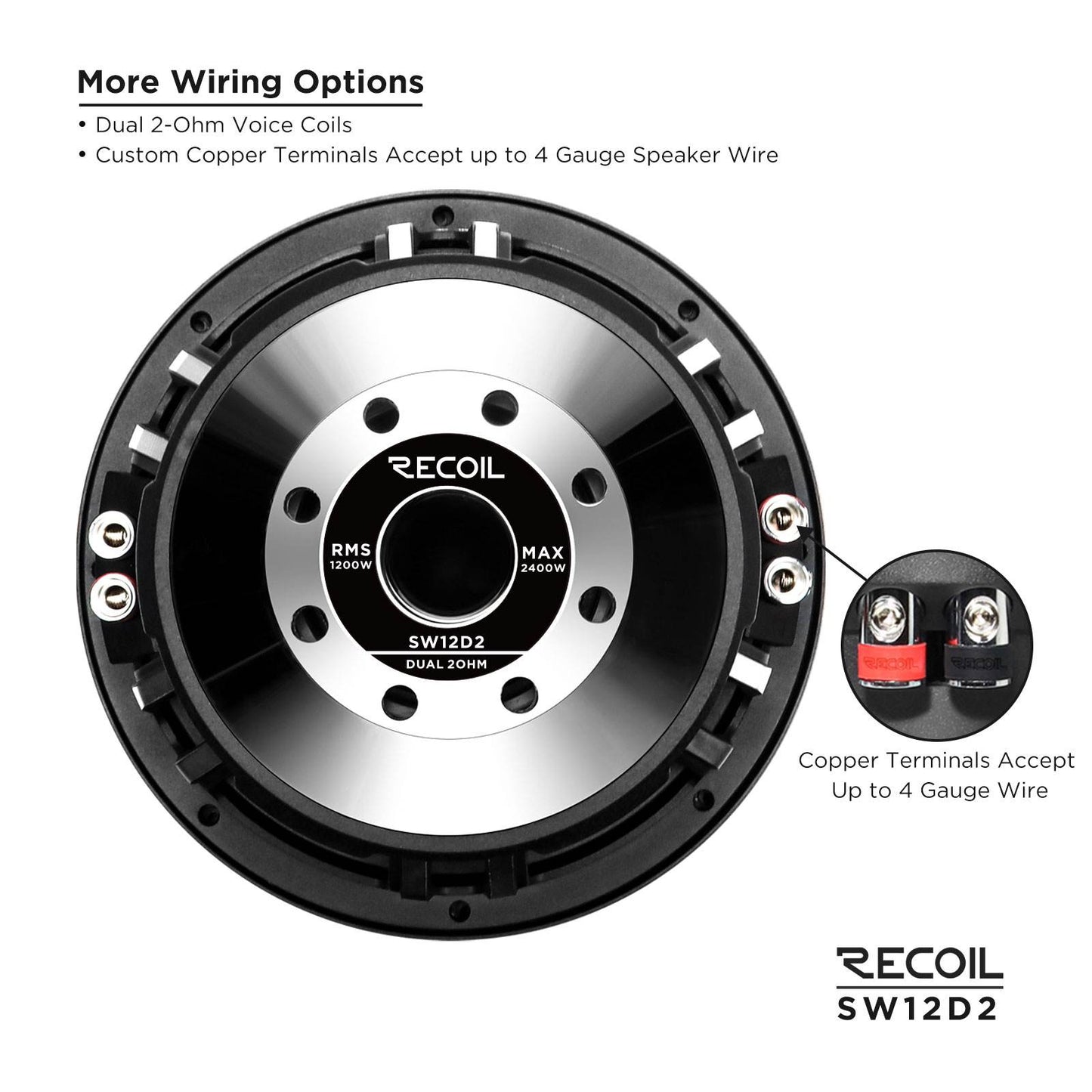 SW12D2 12 inch dual 2 ohm voice coil subwoofer (1200Watts RMS)