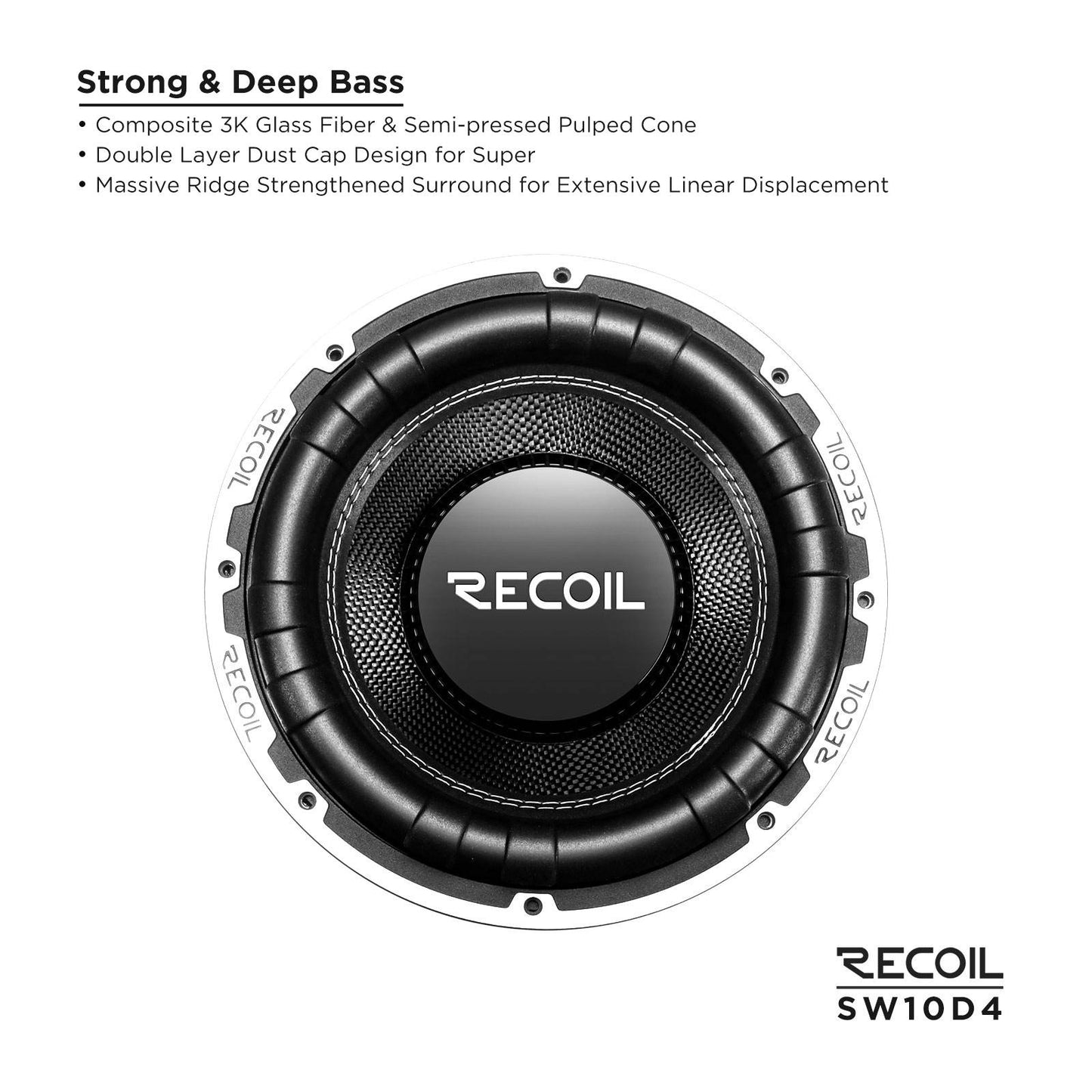 SW10D2 10 inch dual 2 Ohm  voice coil subwoofer (1000 Watts RMS)
