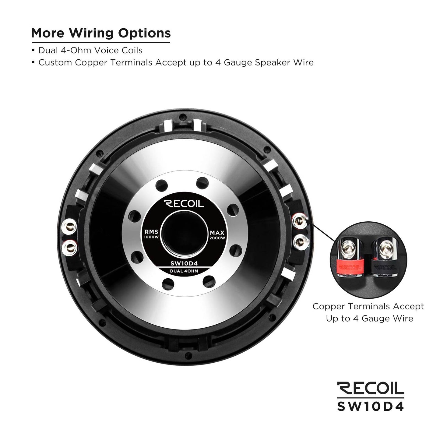 SW10D2 10 inch dual 2 Ohm  voice coil subwoofer (1000 Watts RMS)
